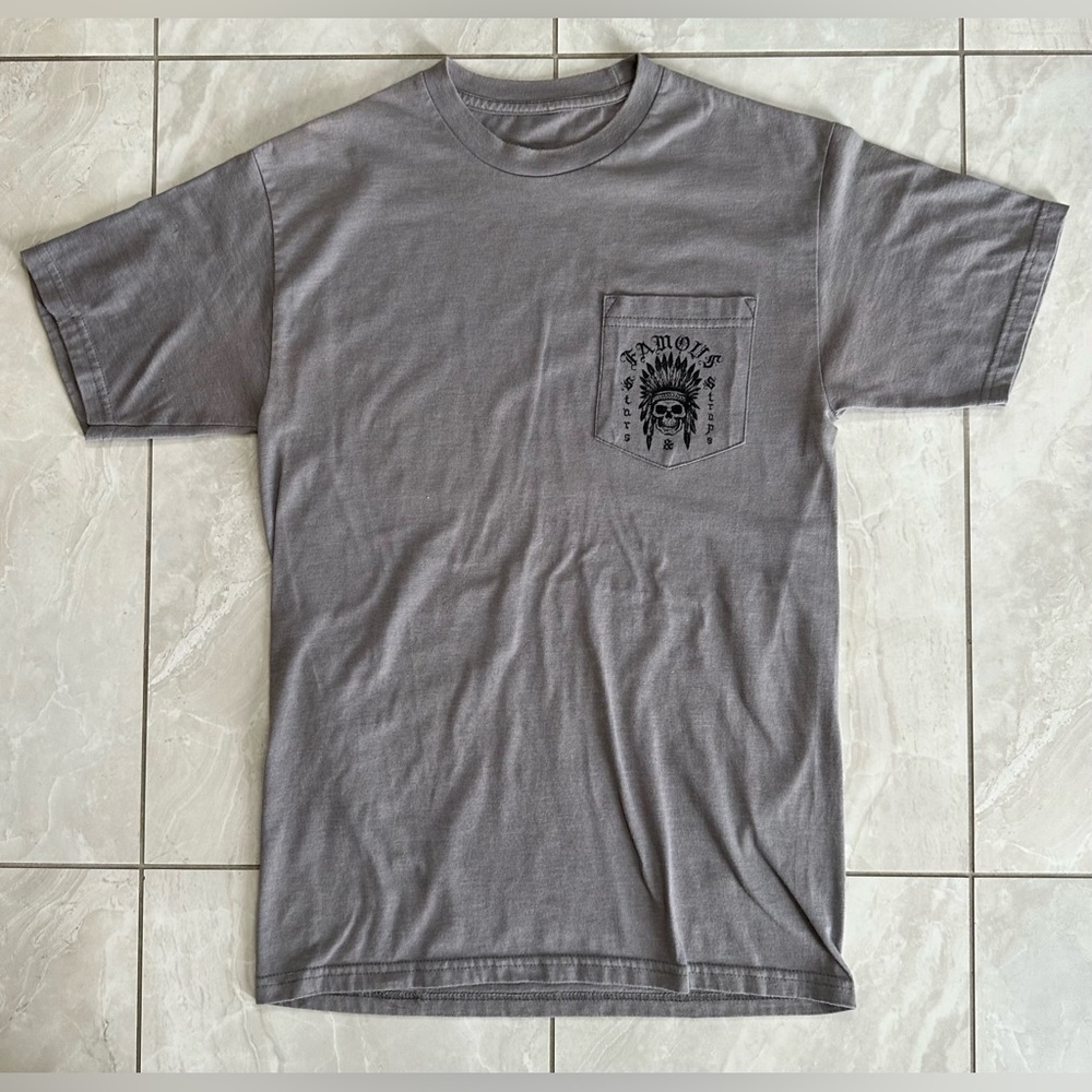Famous Stars & Straps Pocket T-shirt - Grey / Black, Small
